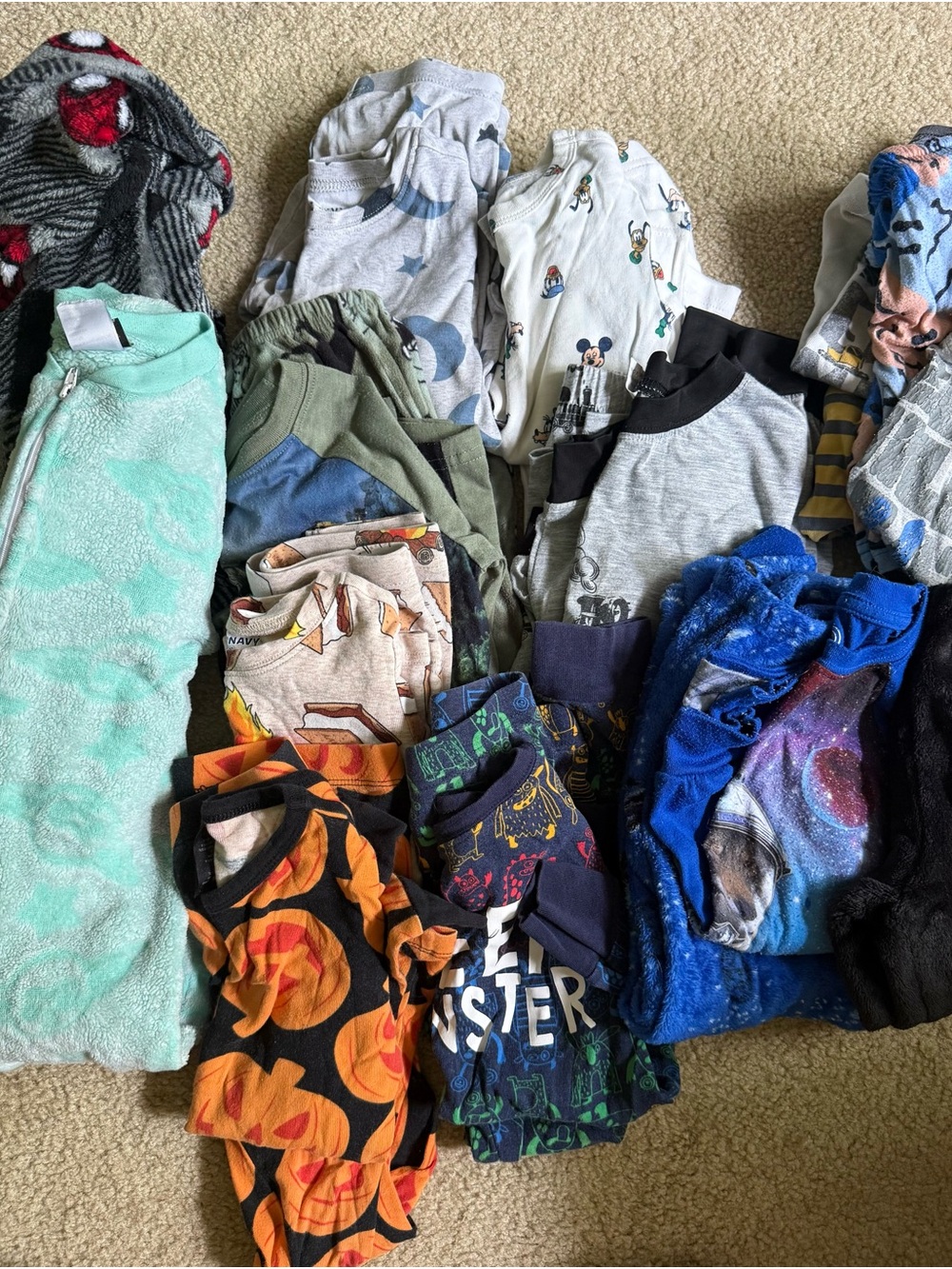 Kid's Mixed Pajama Lot - Pumpkin, Galaxy & Character Prints